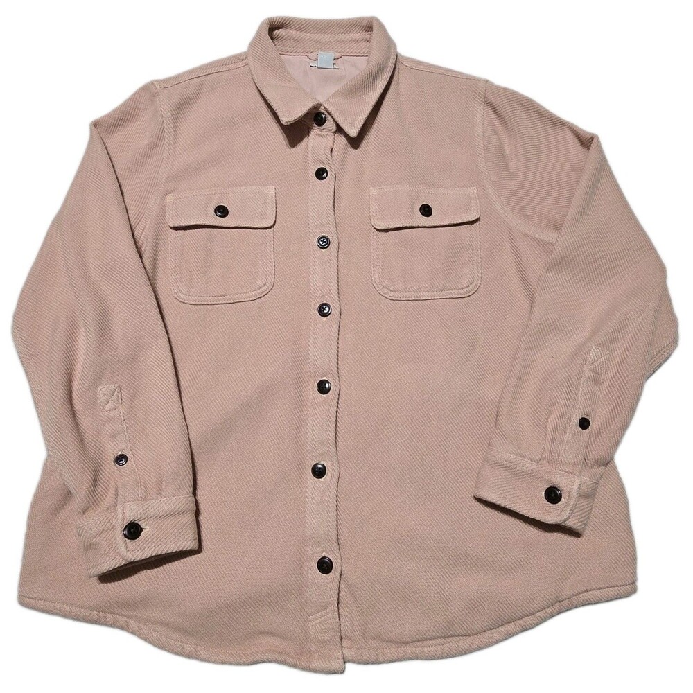 L.L. Bean 1912 Women's L Overshirt Pink Heavyweight Cotton Twill Shacket 516066